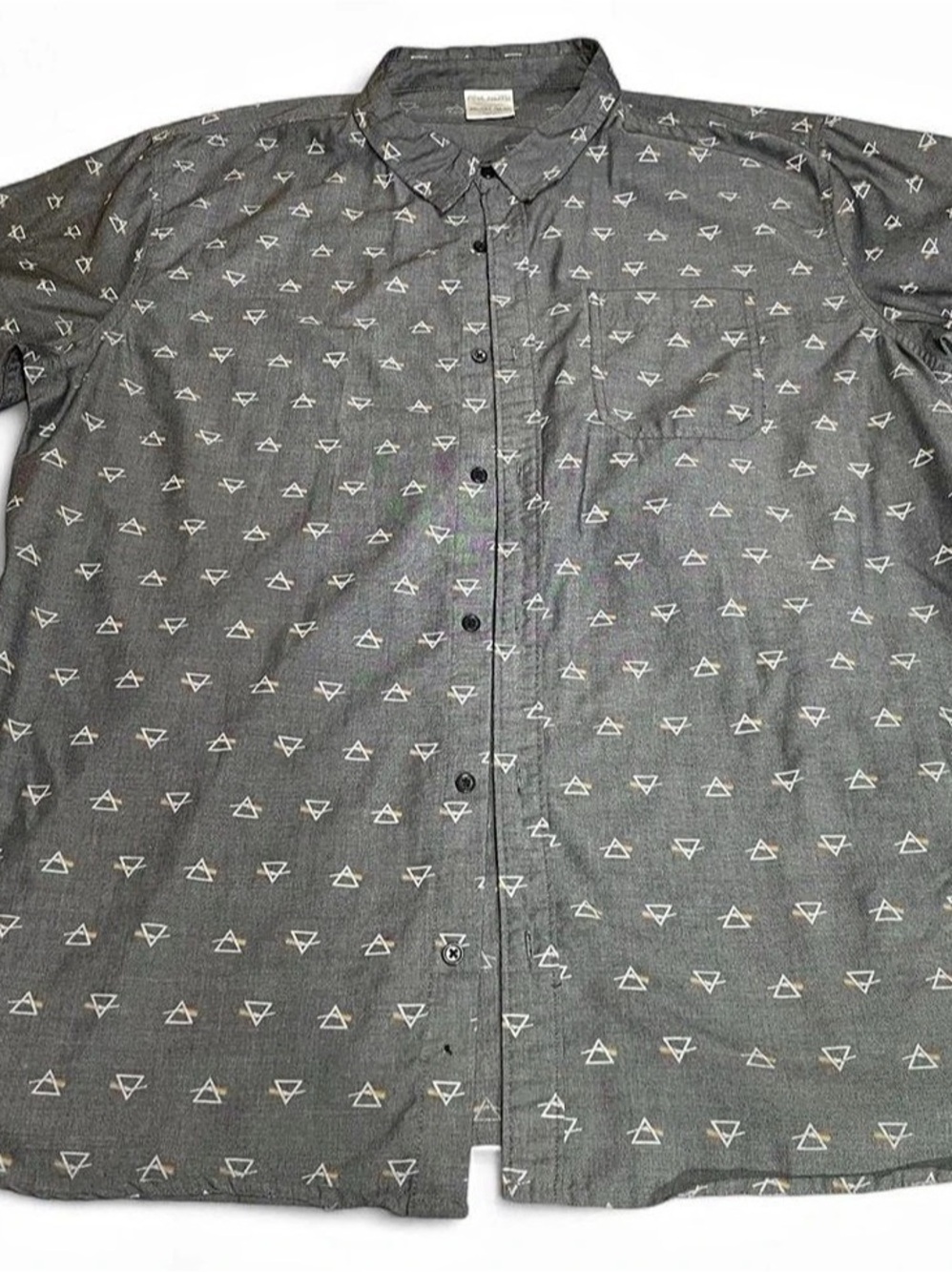 Pink Floyd Dark Side of the Moon Short Sleeve Button Down Button Down Gray